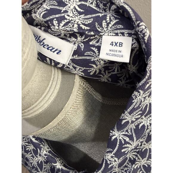 Caribbean Shirt Mens 4XB Big Blue Floral Short Sleeve Button Up Vacation New - Picture 4 of 4